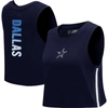 Pro Standard Navy Dallas Cowboys Ombre Wordmark Classic Cropped Tank Top In Navy