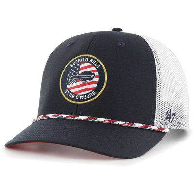 47 '  Navy/white Buffalo Bills Union Patch Trucker Adjustable Hat