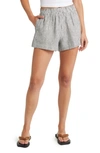 Reformation Mila Smocked Waist Linen Shorts In Vineyard Stripe