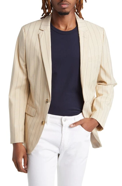 Asos Design Skinny Suit Jacket In Tonal Stone Stripe-neutral