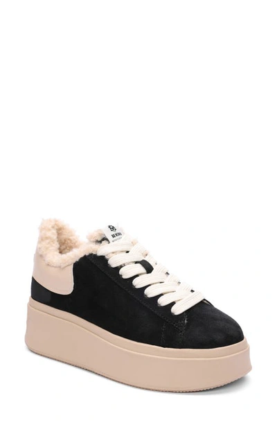 Ash Moby Be Kind Faux Fur Lined Sneaker In Black/eggnog