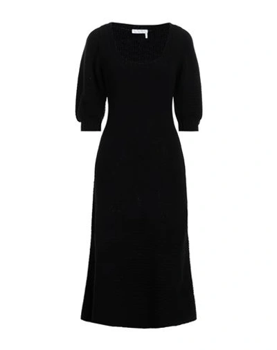 Chloé Woman Midi Dress Black Size M Wool, Cashmere