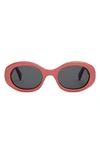 Celine Triomphe 52mm Oval Sunglasses In Red/gray Solid