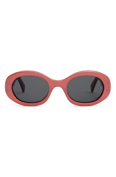 Celine Triomphe 52mm Oval Sunglasses In Shiny Red