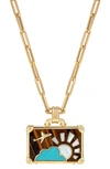 Nevernot Travel Suitcase Pendant Necklace In Brown