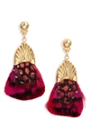 Gas Bijoux Plumette Drop Earrings In Dark Pink