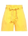 White Wise Woman Shorts & Bermuda Shorts Mandarin Size 6 Cotton, Elastane In Mandarin
