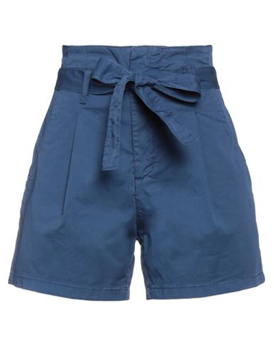 White Wise Woman Shorts & Bermuda Shorts Navy Blue Size 2 Cotton, Elastane In Navy Blue