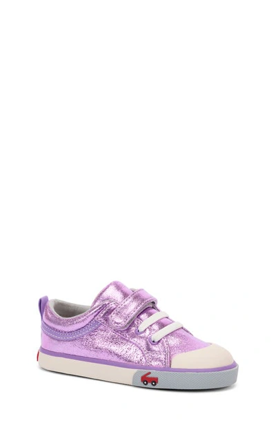 See Kai Run Kids' Kristin Embroidered Sneaker In Purple Shimmer