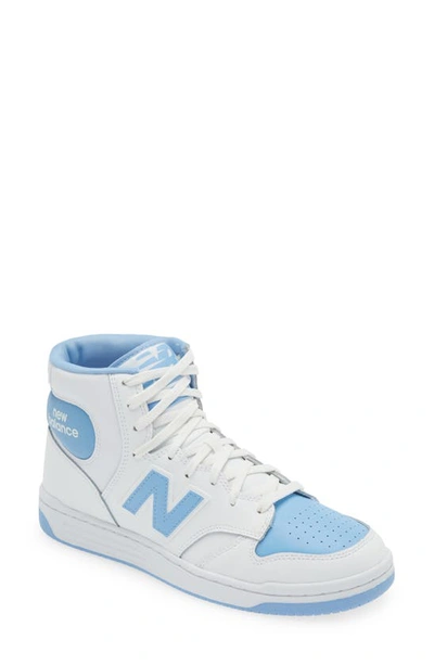 New Balance 480 High Top Trainer In White/blue