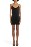 Versace Cowl-neck Strass Embellished Jersey Mini Slip Dress In Black