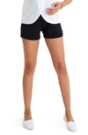 Accouchée Super Soft Foldover Waistband Maternity Shorts In Black