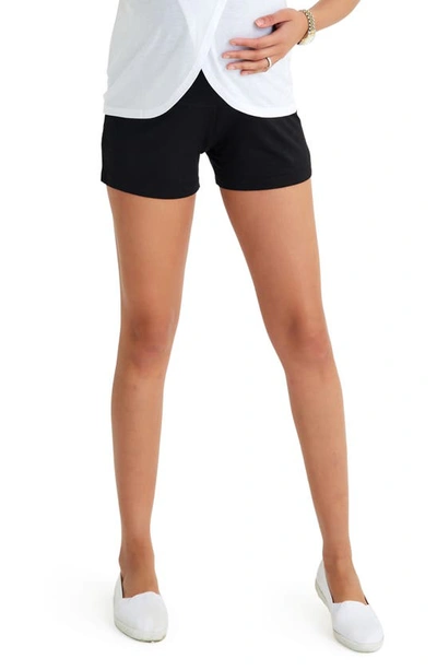 Accouchée Foldover Waistband Maternity Shorts In Black