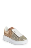Alexander Mcqueen Oversized Glitter Chunky Sneakers In Rose Gold/ Taupe