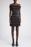 Alexander Mcqueen Mini Dress In Two-tone Knit In Mixed Colours