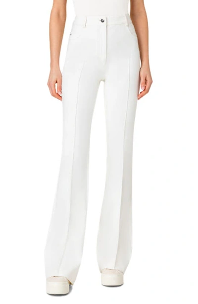 Akris High-rise Bootcut Cotton-silk Trousers In Ecru