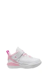 Nike Jordan Little Kids' Jordan Max Aura 5 Stretch Lace Basketball Shoes In White/medium Soft Pink/fierce Pink