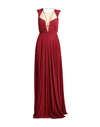 Elisabetta Franchi Red Carpet Woman Maxi Dress Brick Size 6 Viscose, Polyester, Polyamide, Elastane In Red