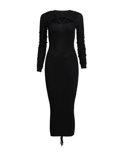 Andreädamo Andreādamo Woman Midi Dress Black Size L Viscose, Polyester, Polyamide, Elastane