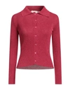 Vicolo Woman Cardigan Coral Size Onesize Viscose, Polyamide, Polyester In Red