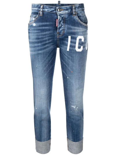 Dsquared2 Icon Turn-up Cropped Jeans In Multi-colored