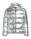 LES HOMMES LES HOMMES MAN PUFFER SILVER SIZE 34 POLYESTER, POLYURETHANE
