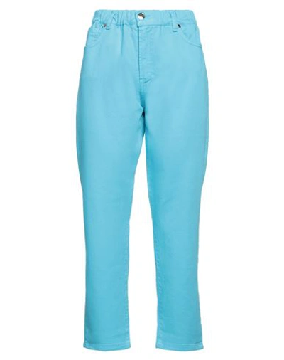 Siste's Woman Pants Azure Size 8 Cotton, Elastane In Blue