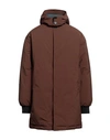 Msgm Man Coat Brown Size 32 Polyester In Brown