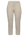 Dondup Woman Cropped Pants Dove Grey Size 2 Cotton, Lyocell, Elastane In Beige