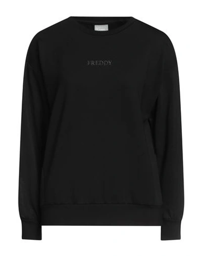 Freddy Woman Sweatshirt Black Size Xs Cotton, Elastane, Viscose, Polyester