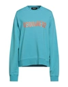 Dsquared2 Woman Sweatshirt Azure Size L Cotton In Blue