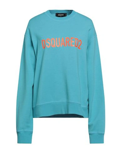 Dsquared2 Woman Sweatshirt Azure Size L Cotton In Blue