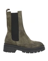 Stele Woman Ankle Boots Military Green Size 10 Soft Leather In Green