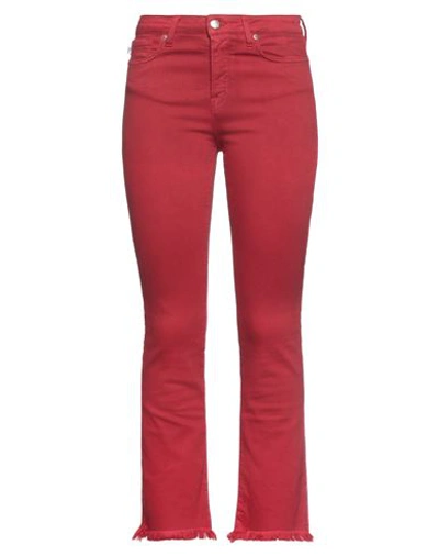 2w2m Woman Pants Red Size 32 Cotton, Elastomultiester, Elastane