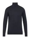 Alpha Studio Man Turtleneck Midnight Blue Size 48 Merino Wool In Navy Blue