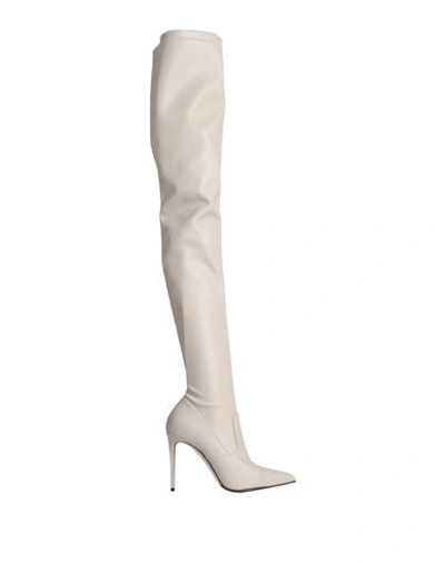 Le Silla Woman Knee Boots Light Grey Size 9.5 Textile Fibers