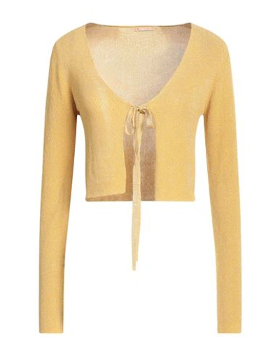 White Wise Woman Cardigan Mustard Size S Viscose, Nylon In Yellow