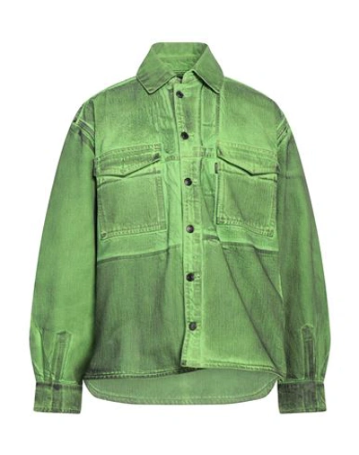 Ottolinger Man Denim Shirt Green Size S Cotton, Recycled Cotton