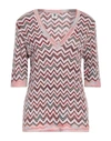 M Missoni Woman Sweater Light Pink Size L Mohair Wool, Viscose, Wool, Polyamide