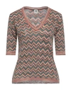 M Missoni Woman Sweater Salmon Pink Size Xl Mohair Wool, Viscose, Wool, Polyamide In Red