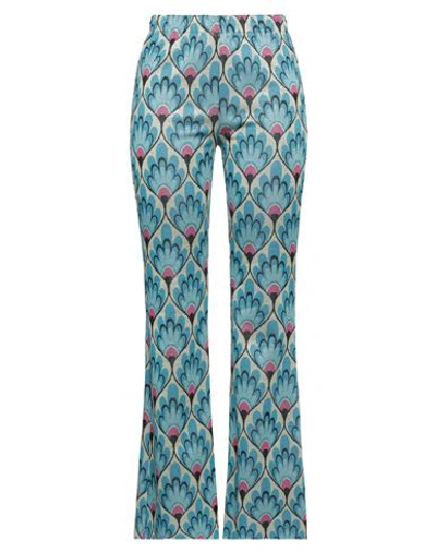 Vicolo Woman Pants Azure Size Xs Viscose, Metallic Fiber, Cotton, Polyester, Elastane In Blue