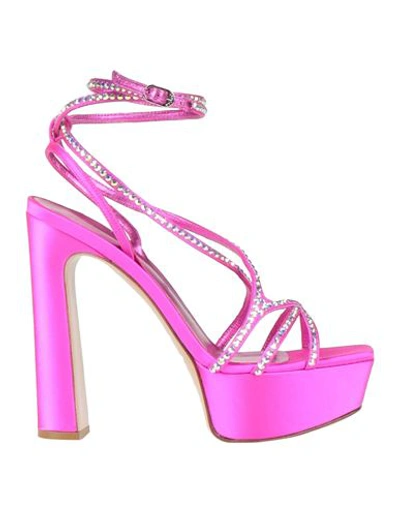 Le Silla Woman Sandals Fuchsia Size 9 Textile Fibers In Purple