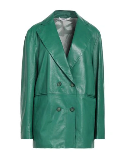 La Reveuse La Rêveuse Woman Blazer Green Size 8 Soft Leather