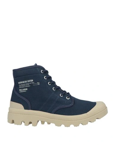 Palladium Man Ankle Boots Navy Blue Size 9 Textile Fibers, Rubber
