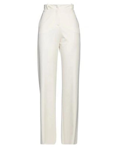 Suoli Woman Pants Ivory Size 8 Viscose, Polyamide, Elastane In White