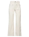 Haikure Woman Pants Ivory Size 26 Cotton, Elastane In White