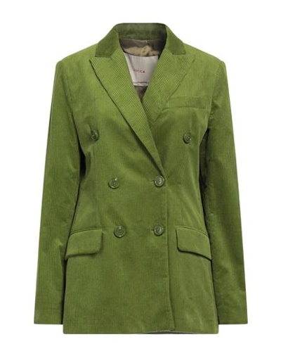 Jucca Woman Suit Jacket Green Size 10 Cotton