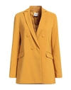 Berna Woman Suit Jacket Mustard Size 10 Polyester, Elastane In Yellow