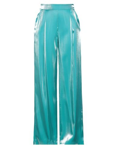 Siste's Woman Pants Turquoise Size L Viscose, Polyester In Blue