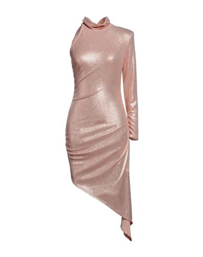 Vanessa Scott Woman Mini Dress Rose Gold Size M Nylon, Metallic Fiber, Elastane